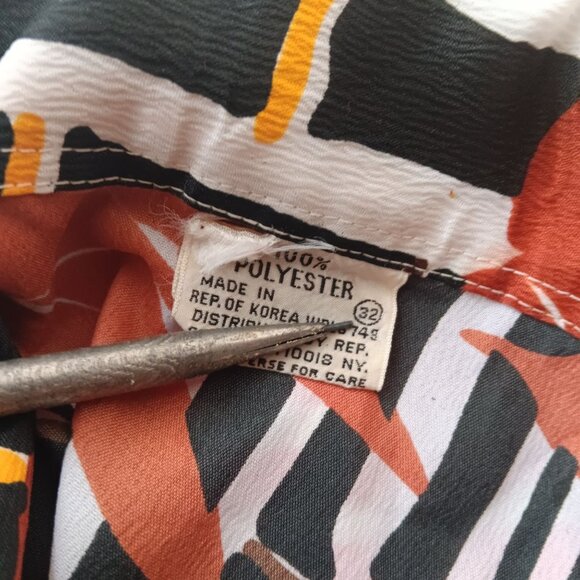 Women's Medium Vintage 70's Sleeveless Button-Up Floral Stripe Print Polyester - Picture 5 of 6